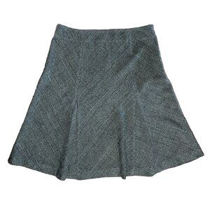 Dalia Collection Wool Style Gray Plaid Fluted Skirt Sz 10
